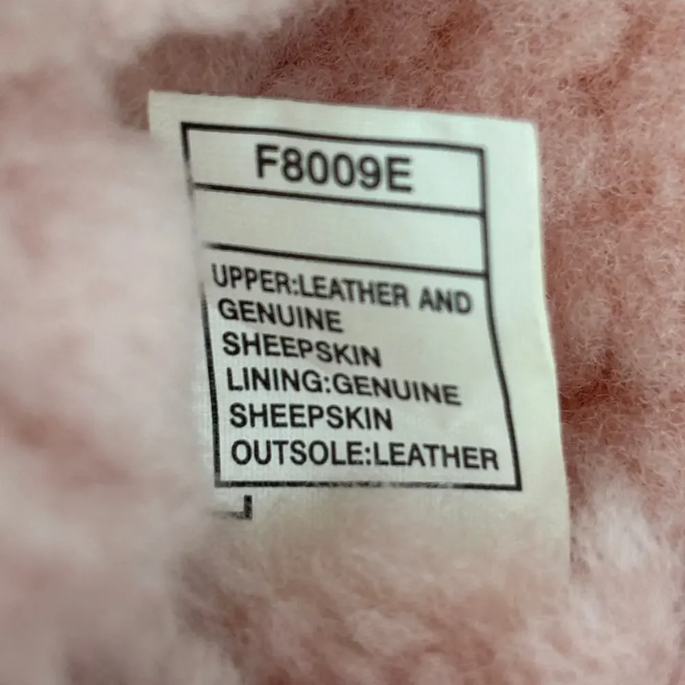 UGG Boo Boot Infant Size S Pink Cream Leather Sheepskin Lined Pull On Bootie